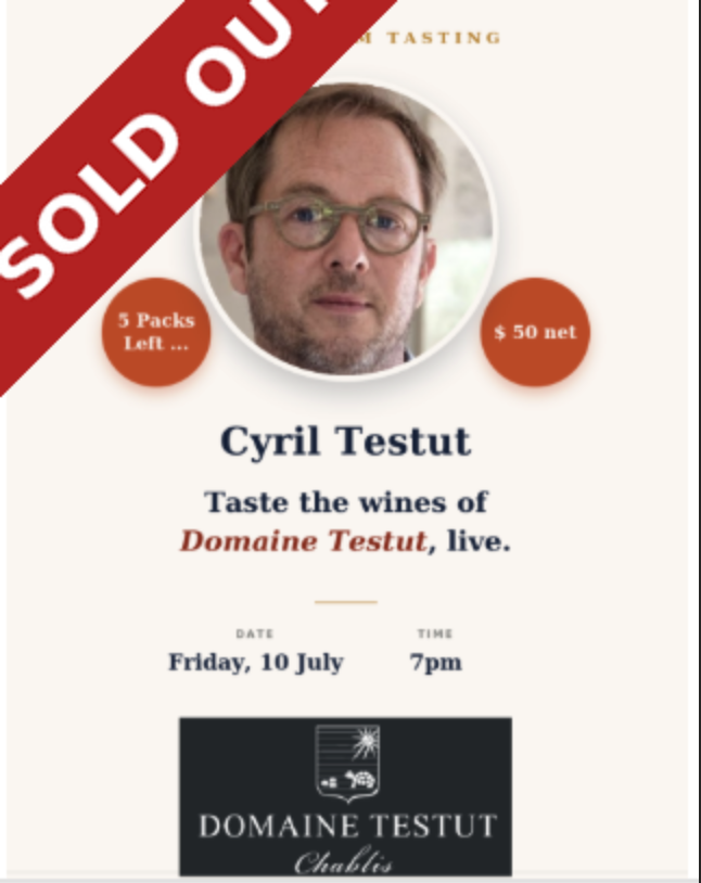(image for) Online Domaine Testut Tasting w/ Cyril Testut - Fri 10 July @ 7pm...